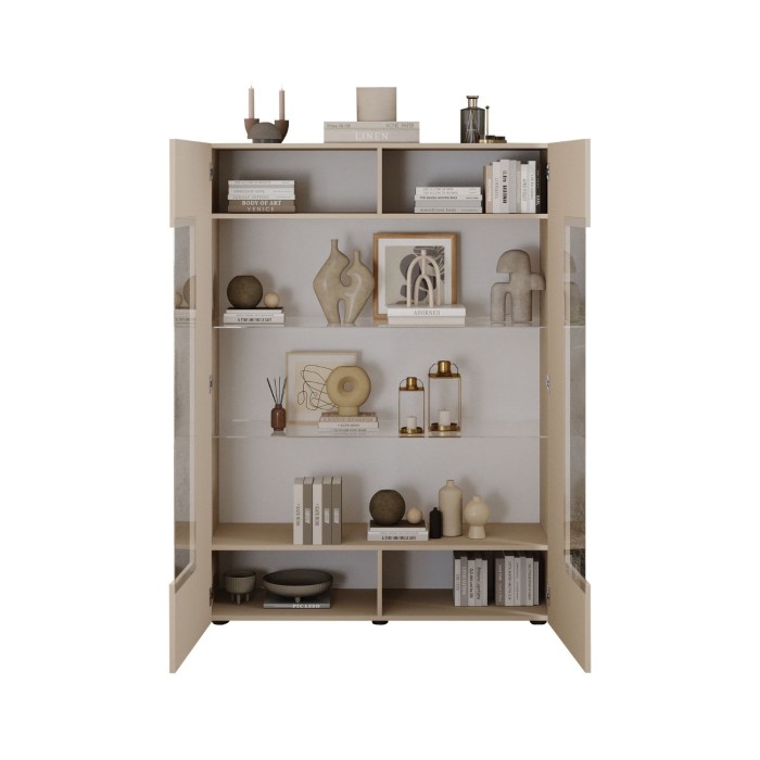 Vitrinen SCENA – L121 x H166 x P42 cm – 2 Türen – Farbe Kaschmir