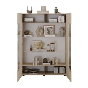 Vitrina SCENA – L121 x H166 x P42 cm – 2 puertas – Color Cachemira