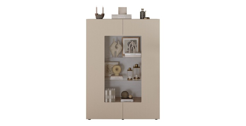 Vitrina SCENA – L121 x H166 x P42 cm – 2 puertas – Color Cachemira