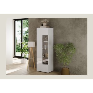 Vitrina SCENA – L60 x H187 x P42 cm – 1 puerta – Blanco lacado brillante