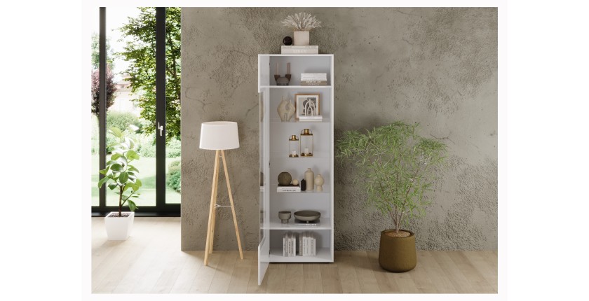 Vitrina SCENA – L60 x H187 x P42 cm – 1 puerta – Blanco lacado brillante