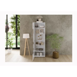 Vitrina SCENA – L60 x H187 x P42 cm – 1 puerta – Blanco lacado brillante