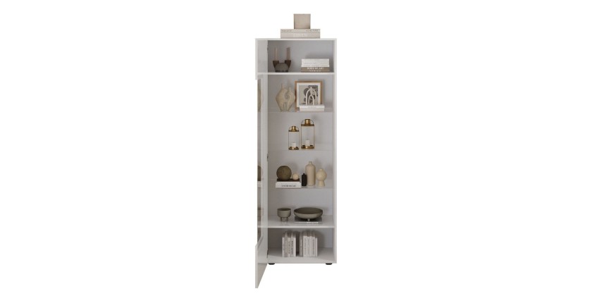 Vitrina SCENA – L60 x H187 x P42 cm – 1 puerta – Blanco lacado brillante