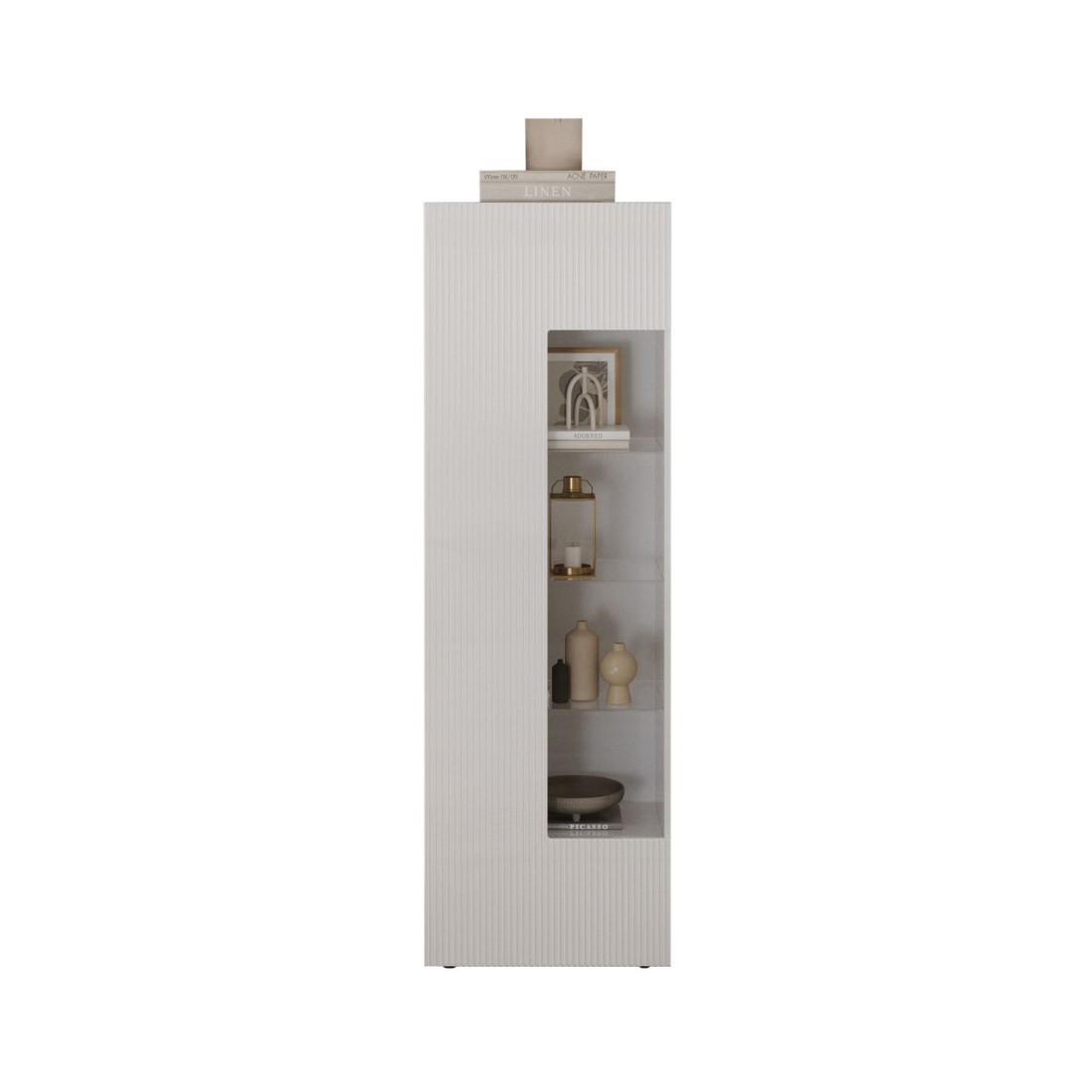 Vitrina SCENA – L60 x H187 x P42 cm – 1 puerta – Blanco lacado brillante