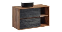 Set mobile sottolavabo GABI 100 cm con lavabo da appoggio rotondo nero e bianco