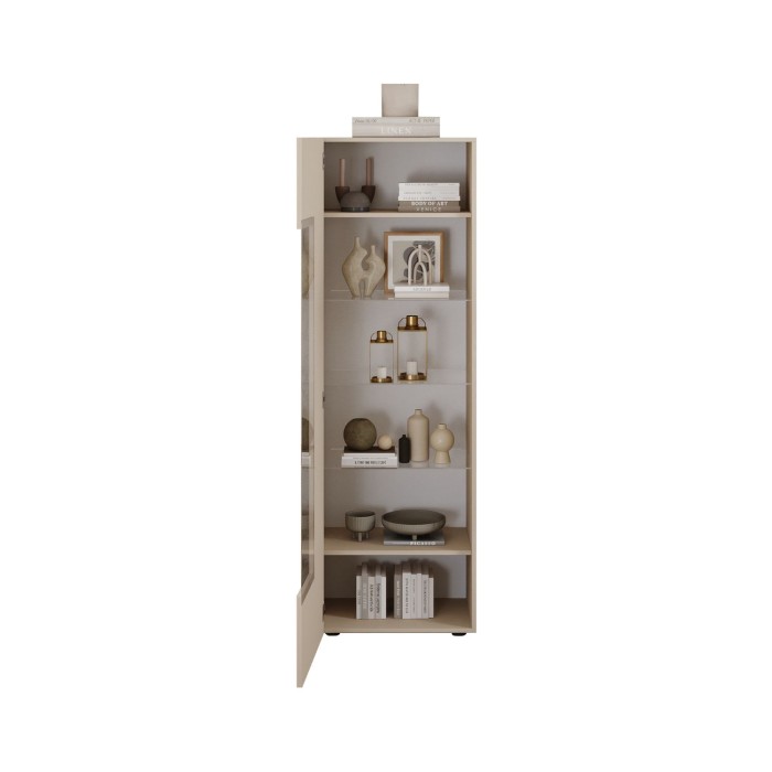 Vitrine SCENA – B60 x H187 x T42 cm – 1 Tür – Farbe Kaschmir