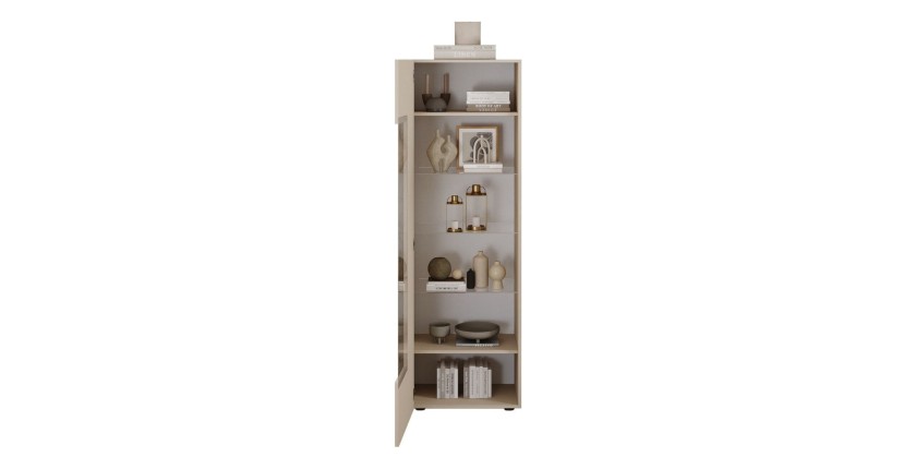 Vitrina SCENA – L60 x H187 x P42 cm – 1 puerta – Color Cachemira