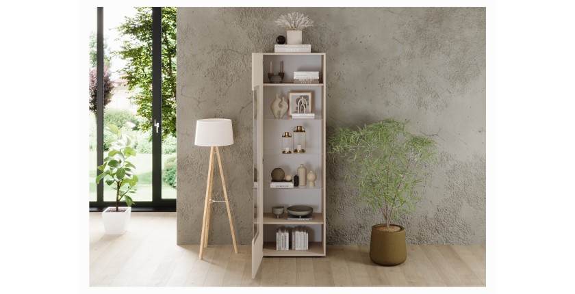 Vitrina SCENA – L60 x H187 x P42 cm – 1 puerta – Color Cachemira