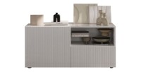 Buffet TV SCENA 1 porte 1 tiroir blanc laqué