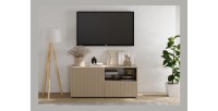 Meuble TV SCENA 1 porte 1 tiroir cachemire mis en situation dans un décor 3D