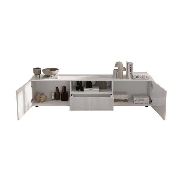 Meubel TV SCENA – L184 x H43 x D42 cm – Glanzend wit gelakt