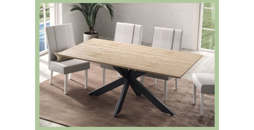 Tavolo da pranzo GWEN – 180 x 90 cm – Rovere Cadiz e metallo
