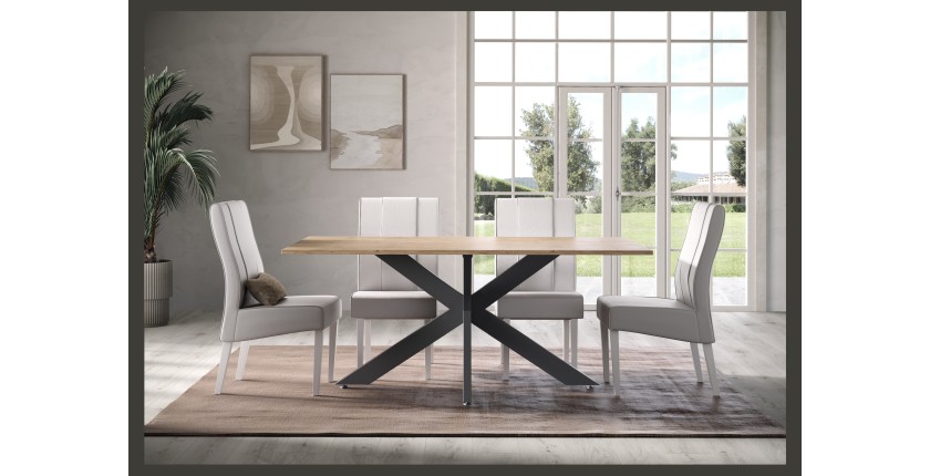 Tavolo da pranzo GWEN – 180 x 90 cm – Rovere Cadiz e metallo