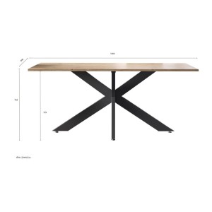 Tavolo da pranzo GWEN – 180 x 90 cm – Rovere Cadiz e metallo