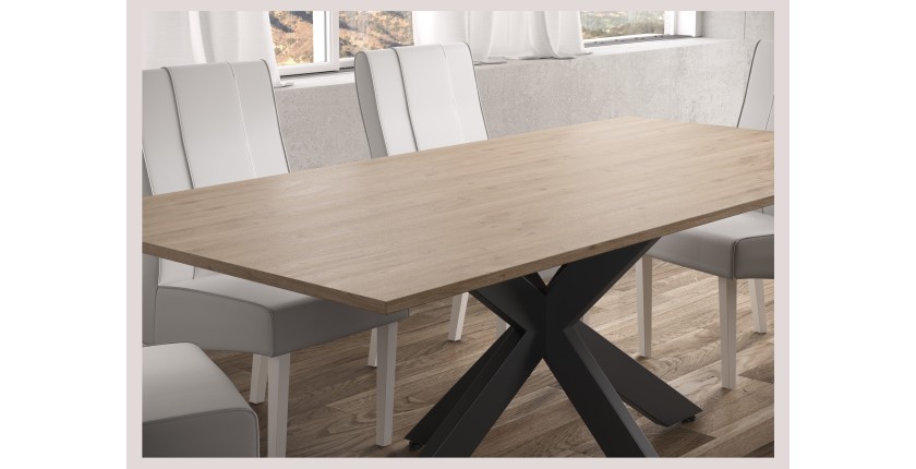 Tavolo da pranzo GWEN – 180 x 90 cm – Rovere Cadiz e metallo