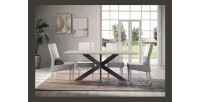 Mesa de comedor GWEN – 180 x 90 cm – Color cachemira y metal