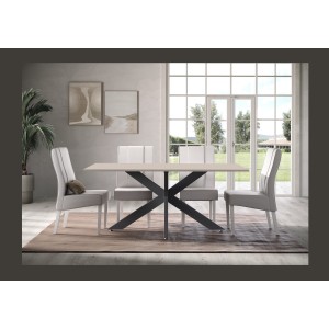 Mesa de comedor GWEN – 180 x 90 cm – Color cachemira y metal