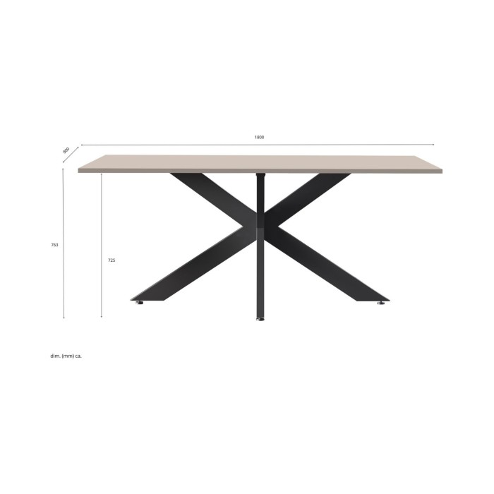 Tavolo da pranzo GWEN – 180 x 90 cm – Colori cachemire e metallo