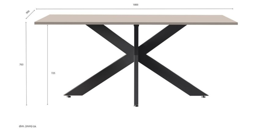 Mesa de comedor GWEN – 180 x 90 cm – Color cachemira y metal