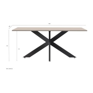 Mesa de comedor GWEN – 180 x 90 cm – Color cachemira y metal