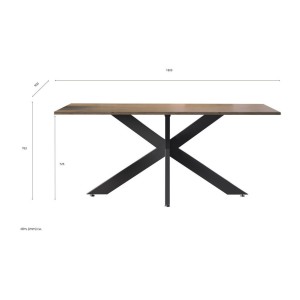 Mesa de comedor GWEN – 180 x 90 cm – Madera oscura Mercurio y metal
