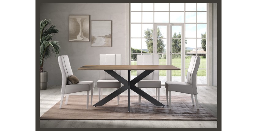 Mesa de comedor GWEN – 180 x 90 cm – Madera oscura Mercurio y metal