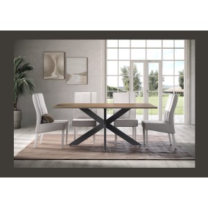 Mesa de comedor GWEN – 180 x 90 cm – Madera oscura Mercurio y metal
