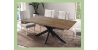 Mesa de comedor GWEN – 180 x 90 cm – Madera oscura Mercurio y metal