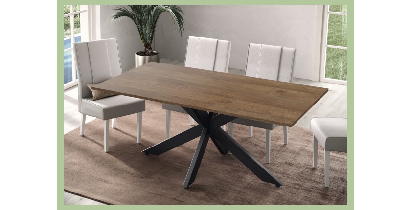 Mesa de comedor GWEN – 180 x 90 cm – Madera oscura Mercurio y metal