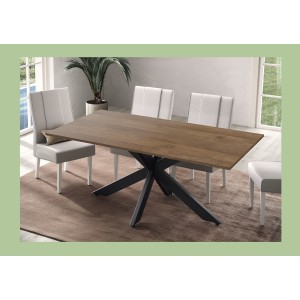 Mesa de comedor GWEN – 180 x 90 cm – Madera oscura Mercurio y metal