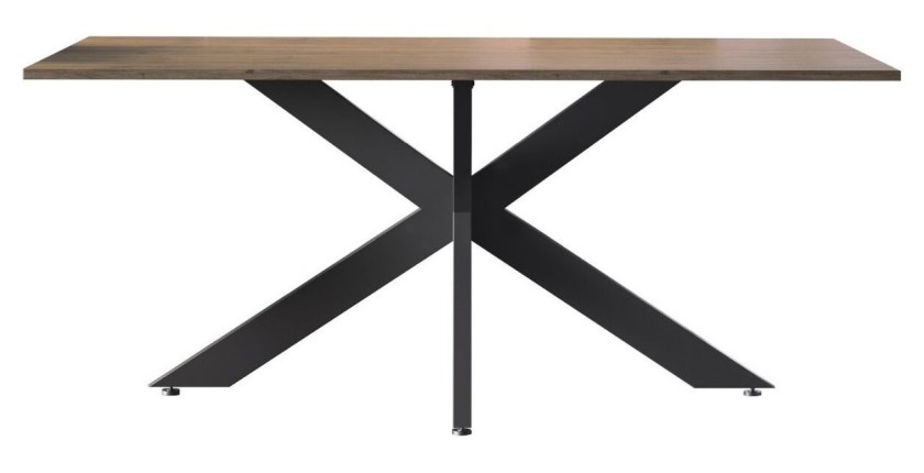 Mesa de comedor GWEN – 180 x 90 cm – Madera oscura Mercurio y metal