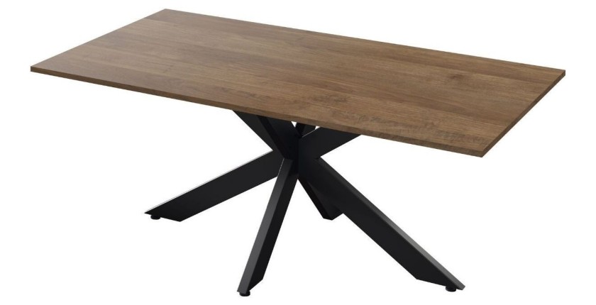 Mesa de comedor GWEN – 180 x 90 cm – Madera oscura Mercurio y metal