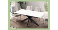 Mesa de comedor GWEN – 180 x 90 cm – Blanco lacado y metal