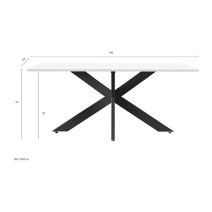 Mesa de comedor GWEN – 180 x 90 cm – Blanco lacado y metal