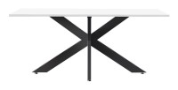 Mesa de comedor GWEN – 180 x 90 cm – Blanco lacado y metal