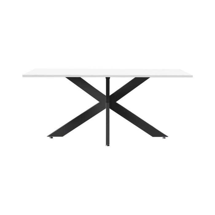 Tavolo da pranzo GWEN – 180 x 90 cm – Bianco laccato e metallo