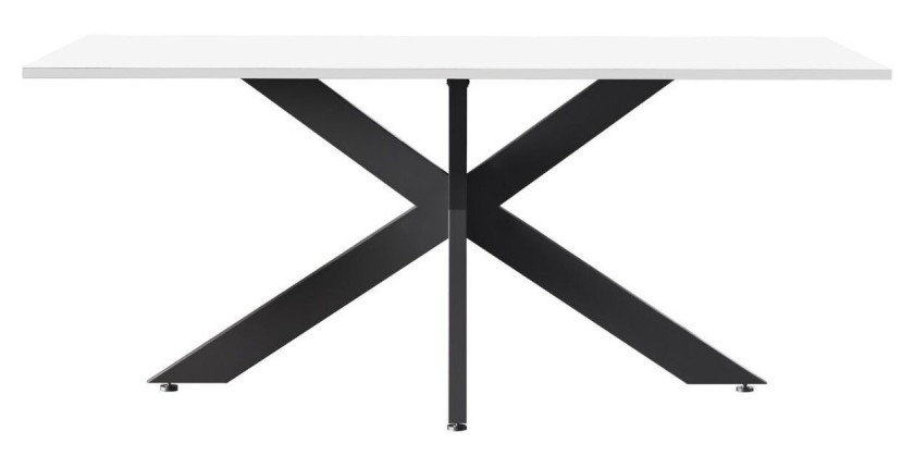 Mesa de comedor GWEN – 180 x 90 cm – Blanco lacado y metal