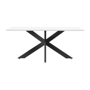 Mesa de comedor GWEN – 180 x 90 cm – Blanco lacado y metal