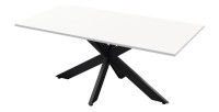 Mesa de comedor GWEN – 180 x 90 cm – Blanco lacado y metal
