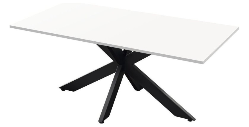 Mesa de comedor GWEN – 180 x 90 cm – Blanco lacado y metal