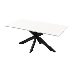 Mesa de comedor GWEN – 180 x 90 cm – Blanco lacado y metal