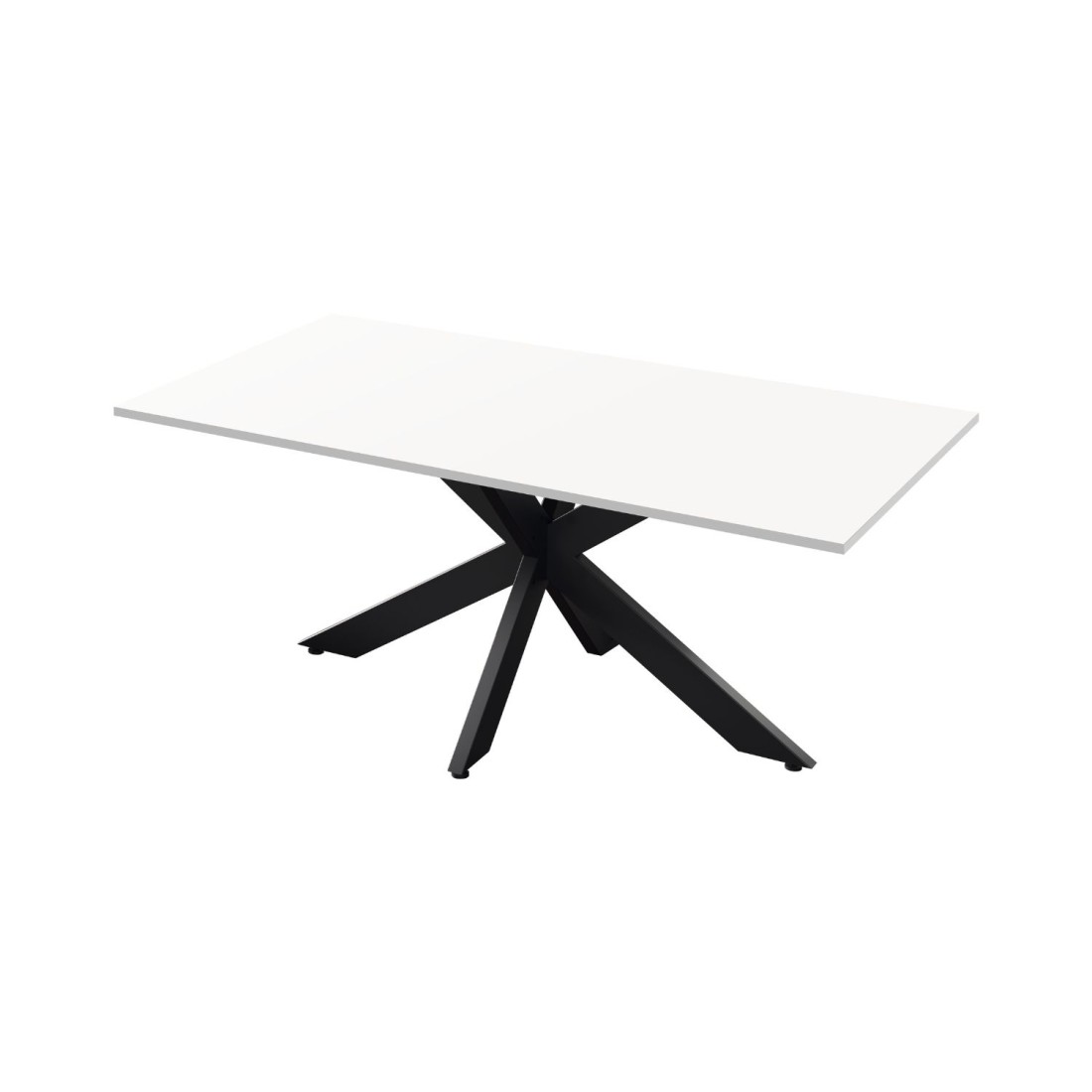 Mesa de comedor GWEN – 180 x 90 cm – Blanco lacado y metal