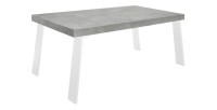 Mesa de comedor SPRING – L168 x H88 x l78 cm – Efecto concreto y metal blanco
