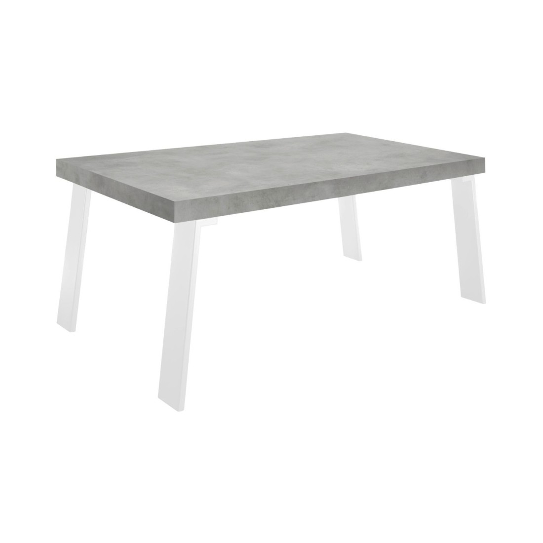 Mesa de comedor SPRING – L168 x H88 x l78 cm – Efecto concreto y metal blanco