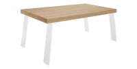 Mesa de comedor SPRING – L168 x H88 x l78 cm – Roble claro y metal blanco