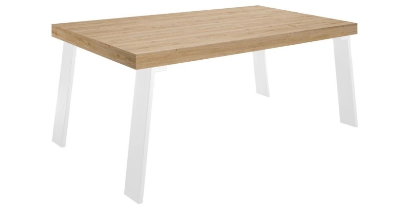 Mesa de comedor SPRING – L168 x H88 x l78 cm – Roble claro y metal blanco