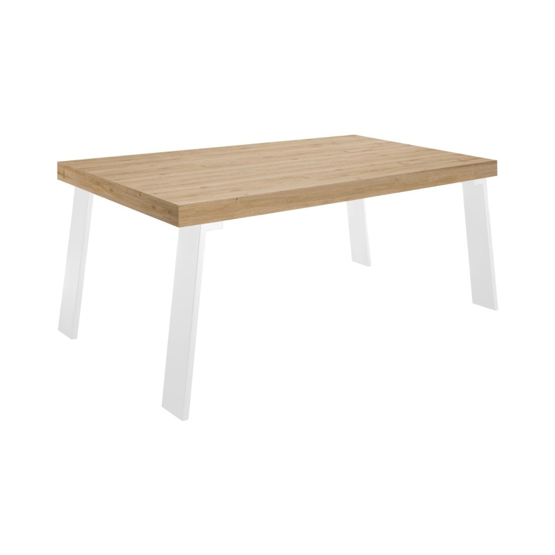 Mesa de comedor SPRING – L168 x H88 x l78 cm – Roble claro y metal blanco