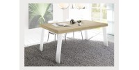 Mesa de comedor SPRING – L168 x H88 x l78 cm – Roble claro y metal blanco