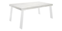 Mesa de comedor SPRING – L168 x H88 x l78 cm – Roble pino y metal blanco