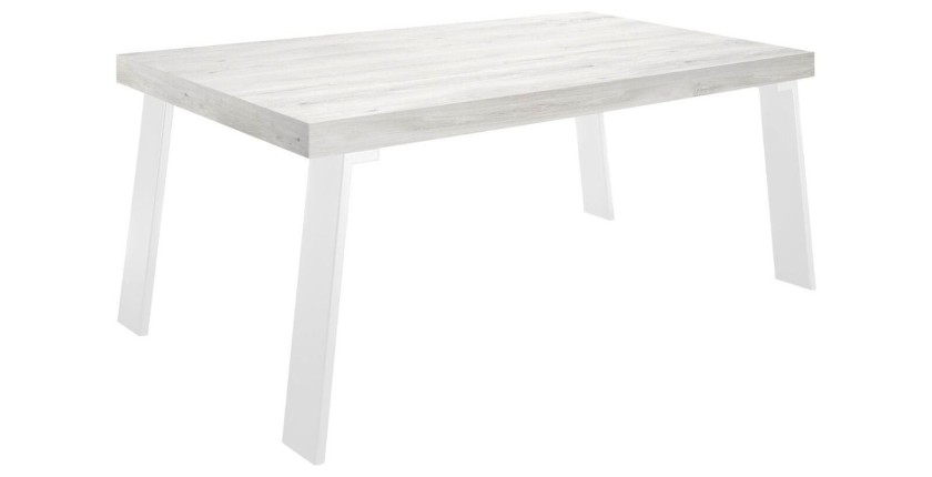 Mesa de comedor SPRING – L168 x H88 x l78 cm – Roble pino y metal blanco